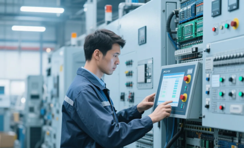 操作工正在操作自動化設備